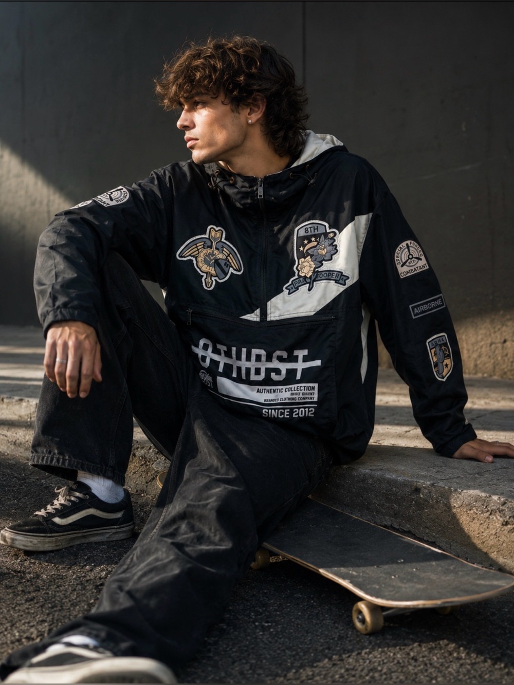 🛹 Rare Alt Streetwear Anorak | Y2K Skatecore Patchwork Jacket